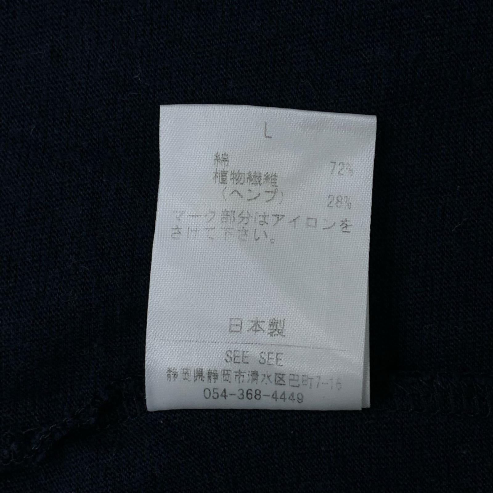 半袖Ｔシャツ SEE SEE 裾ロゴ コットンヘンプTee L ネイビー L ネイビー