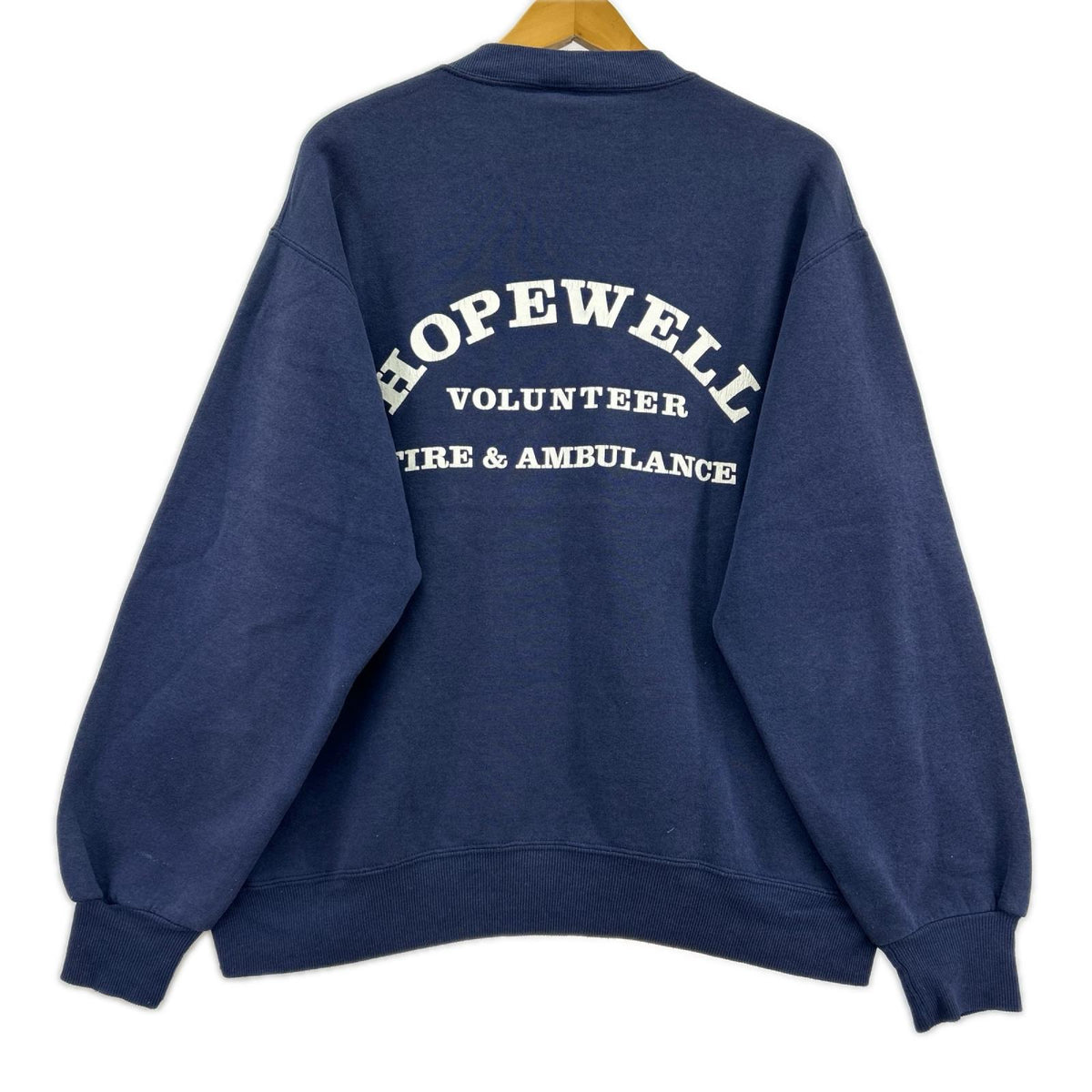 スウェット 90s JERZEES HOPEWELL ﾌﾟﾘﾝﾄｽｳｪｯﾄ L ﾈｲﾋﾞｰ L