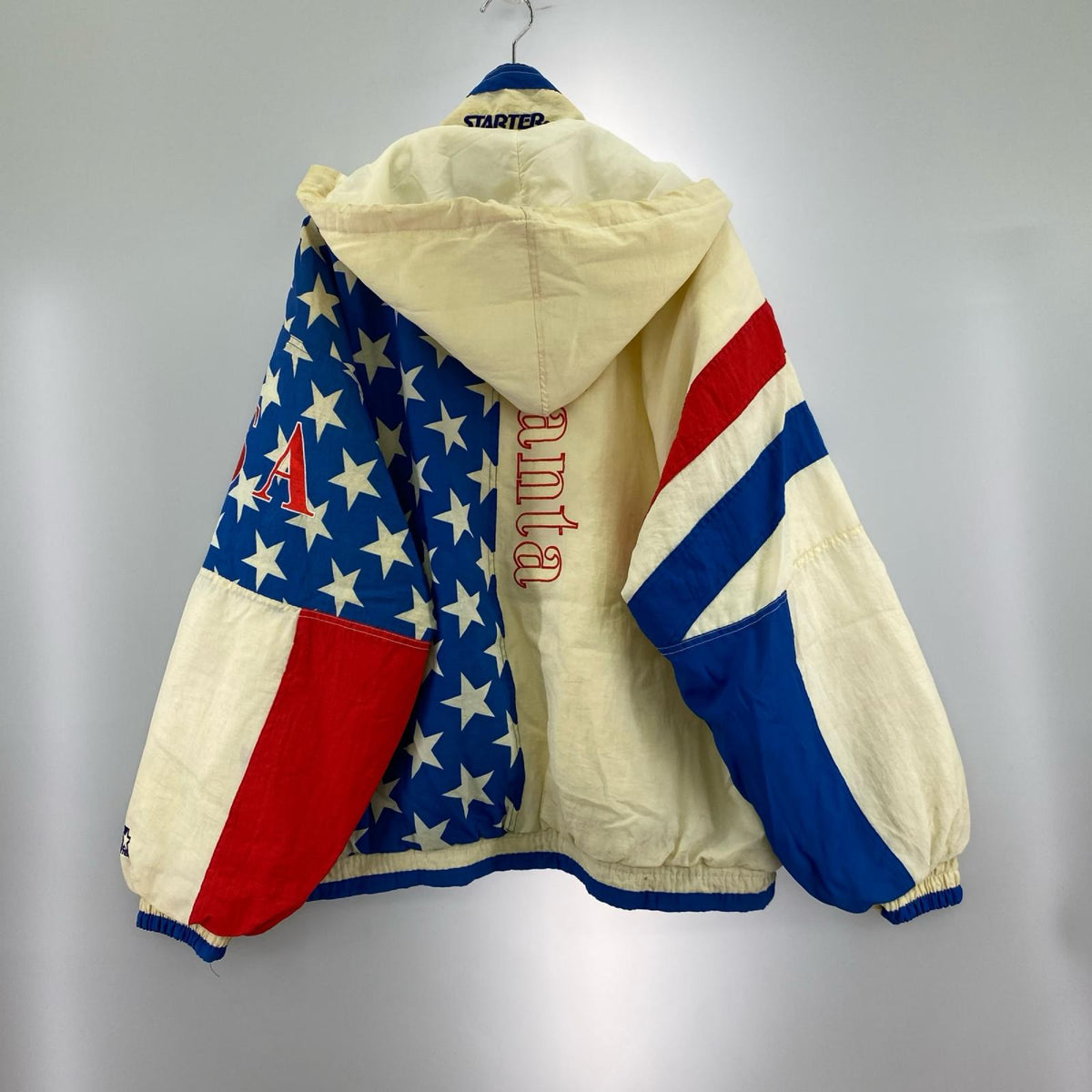 ジャケット 90s STARTER ｱﾄﾗﾝﾀｵﾘﾝﾋﾟｯｸ USA ﾁｰﾑｼﾞｬｹｯﾄ L L ホワイト
