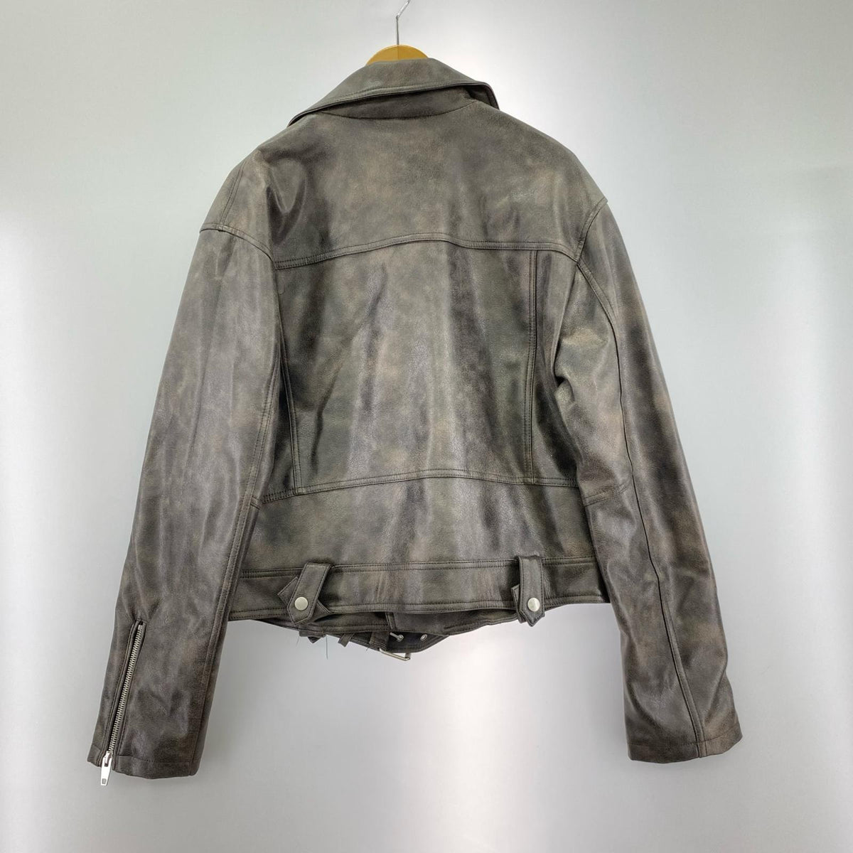 ジャケット ZARA 合皮ﾀﾞﾌﾞﾙﾗｲﾀﾞｰｽ（L) ﾌﾞﾗｳﾝﾌﾞﾗｯｸ L ブラウン