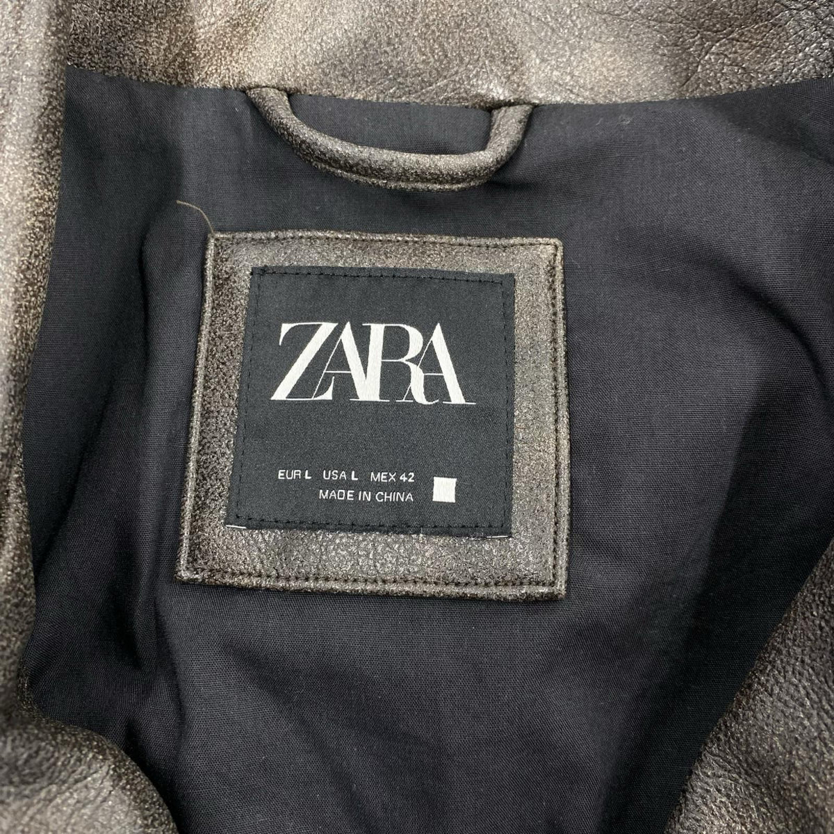 ジャケット ZARA 合皮ﾀﾞﾌﾞﾙﾗｲﾀﾞｰｽ（L) ﾌﾞﾗｳﾝﾌﾞﾗｯｸ L ブラウン