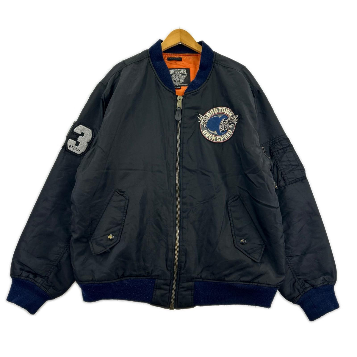 ブルゾン DOG TOWN ﾜｯﾍﾟﾝﾃﾞｻﾞｲﾝ MA-1 XL ﾌﾞﾗｯｸ ブラック