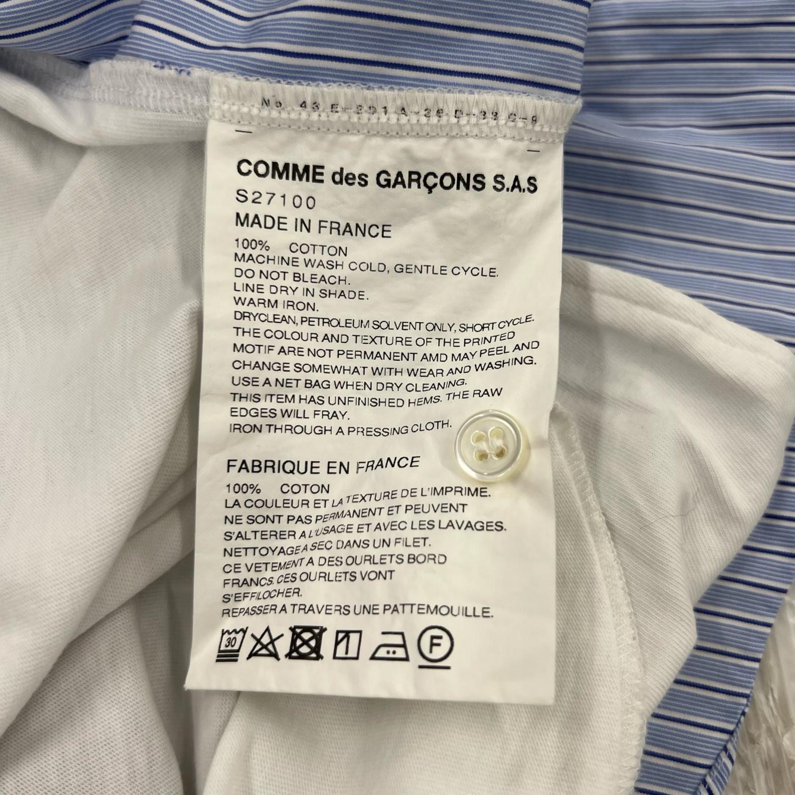 長袖Ｔシャツ COMME des GARCONS ﾌﾛﾝﾄﾌﾟﾘﾝﾄﾛﾝｸﾞ丈ﾛﾝｸﾞｽﾘｰﾌﾞTｼｬﾂ S 青 S