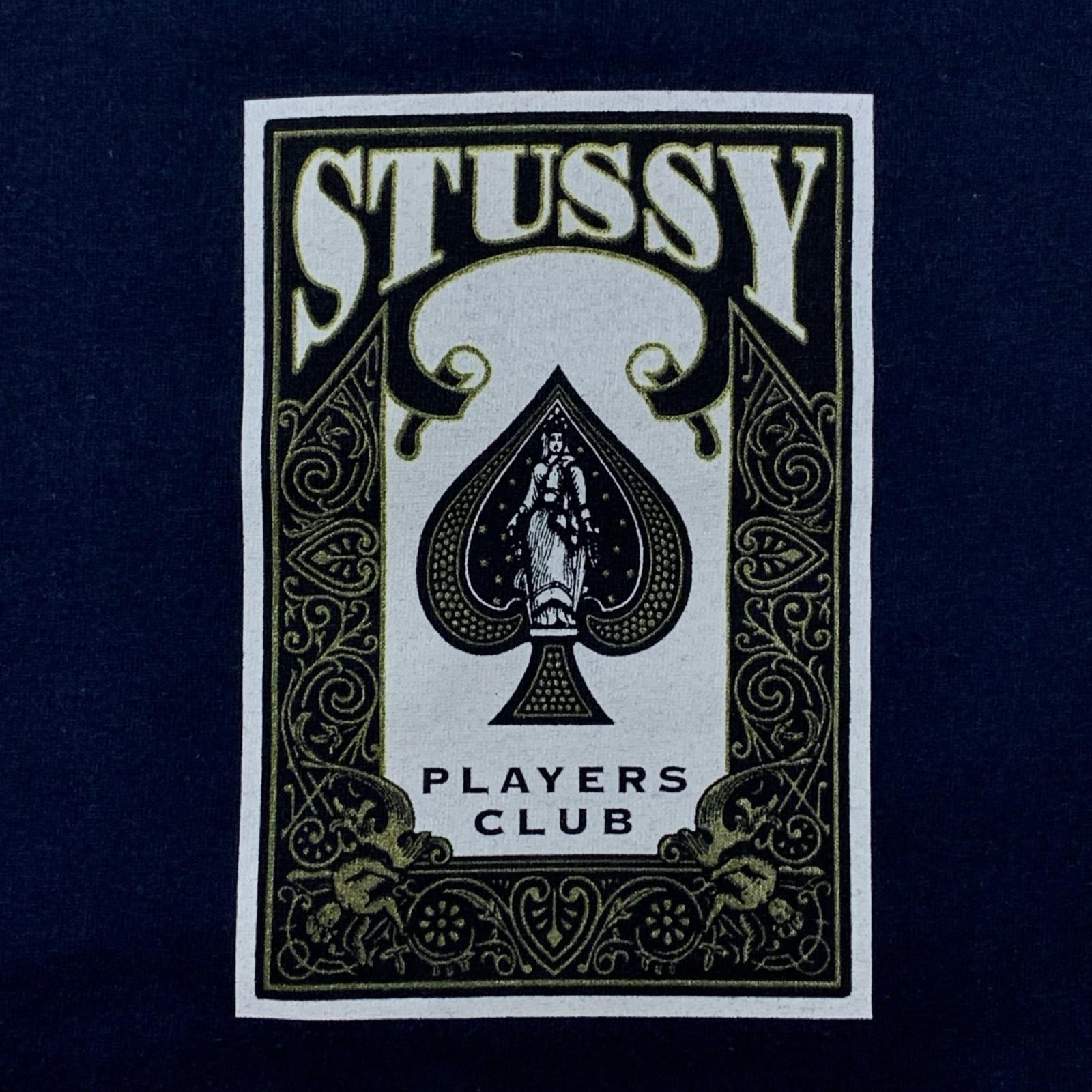 半袖Ｔシャツ STUSSY 90s 紺タグ PLAYERS CLUB スペードプリントTee M ネイビー M ネイビー