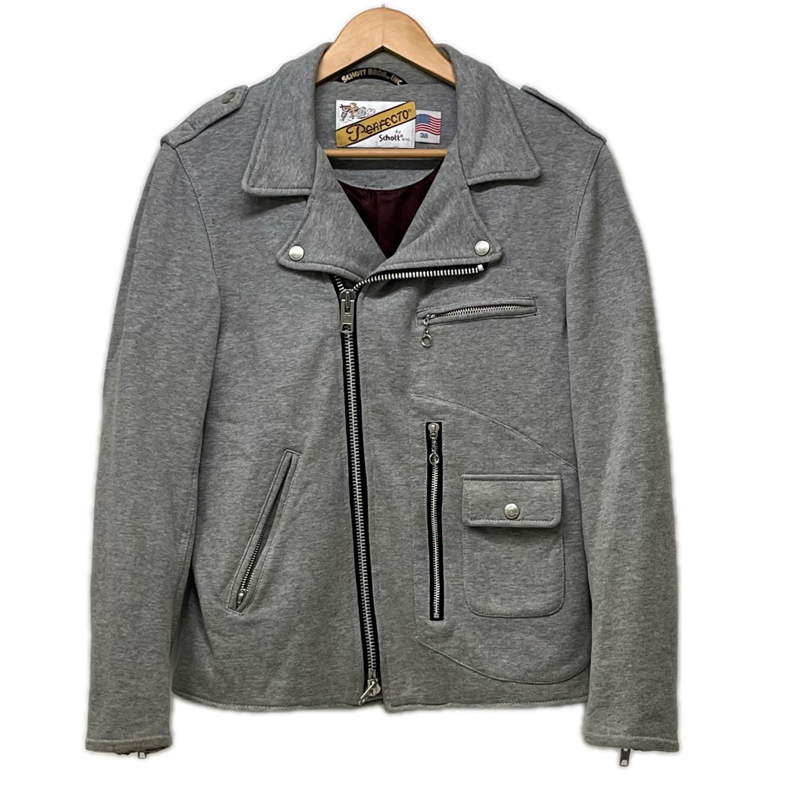 ジャケット schott コットンダブルライダースジャケット 38 グレー 38