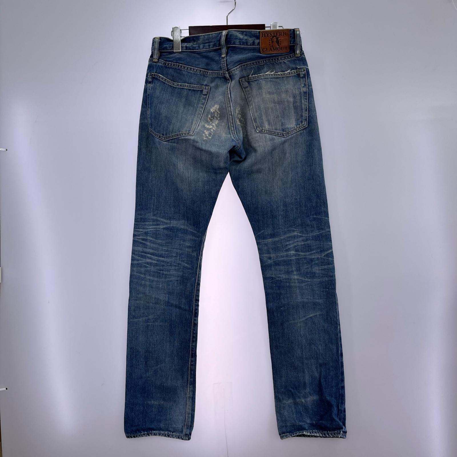 デニムパンツ HYSTERIC GLAMOUR RSM加工ﾃﾞﾆﾑﾊﾟﾝﾂ ﾌﾞﾙｰ 32 ネイビー
