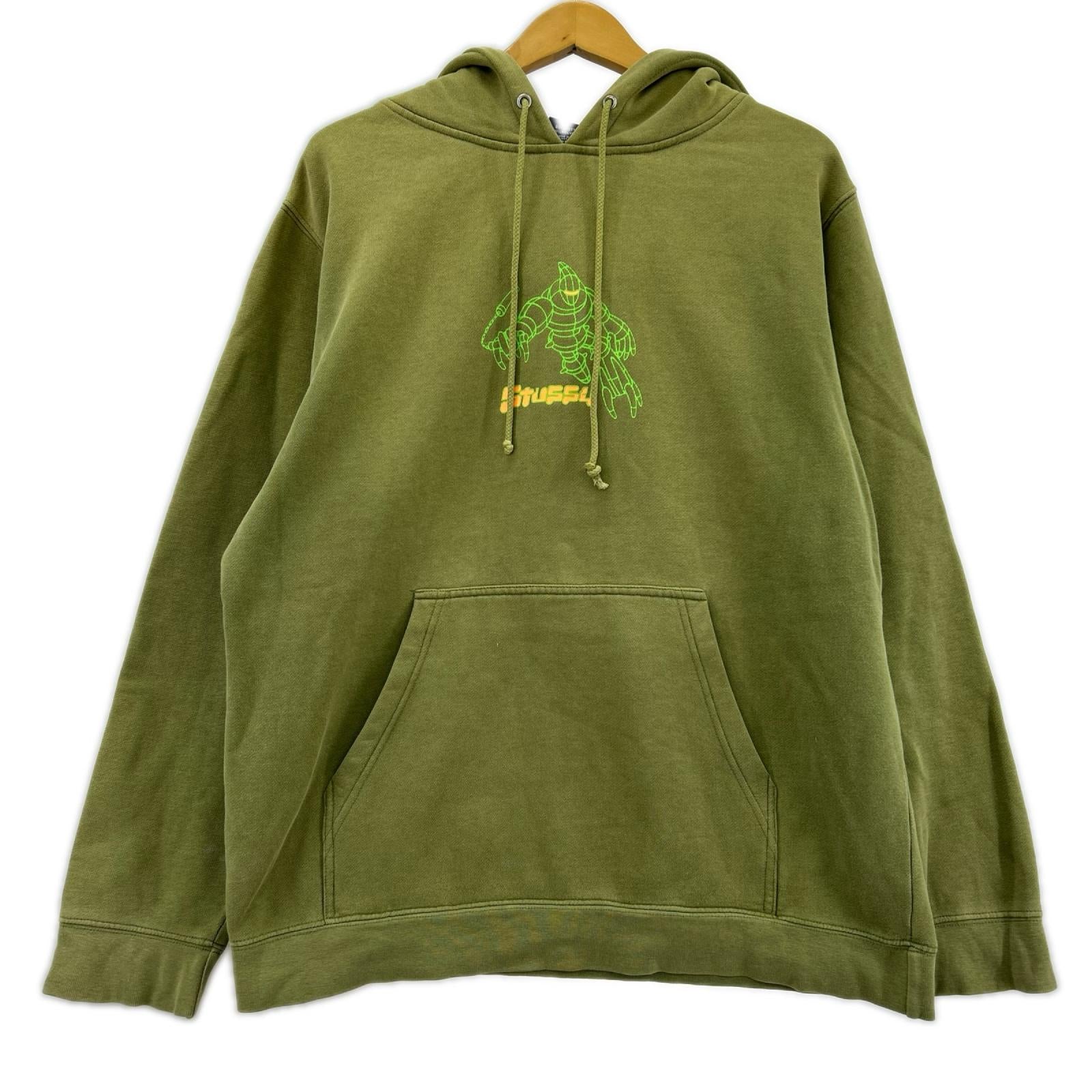 パーカー STUSSY OLD ｽｳｪｯﾄﾌﾟﾙｵｰﾊﾞｰﾊﾟｰｶｰ ｵﾘｰﾌﾞ (M) M