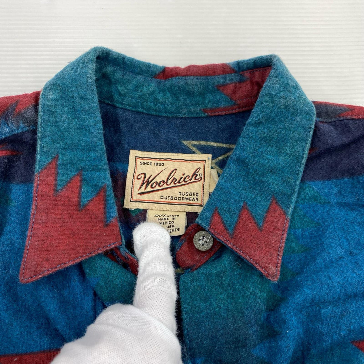 長袖シャツ WOOLRICH ﾈｲﾃｨﾌﾞ柄 ｺｯﾄﾝｼｬﾂ M M