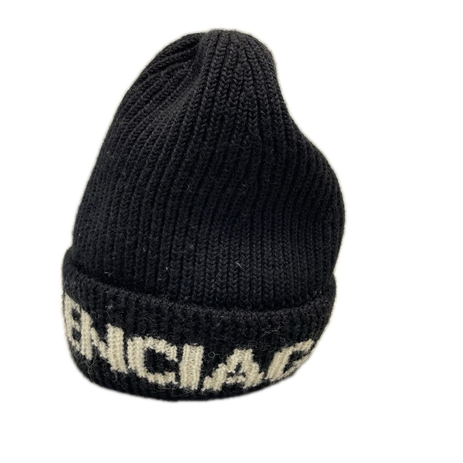 BALENCIAGA ブラックロゴ　ジャガード　ビーニー フリー