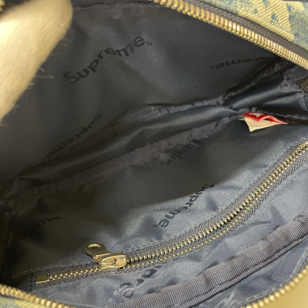 ボディバッグ 22SS Fat Tip Jacquard Denim Waist Bag