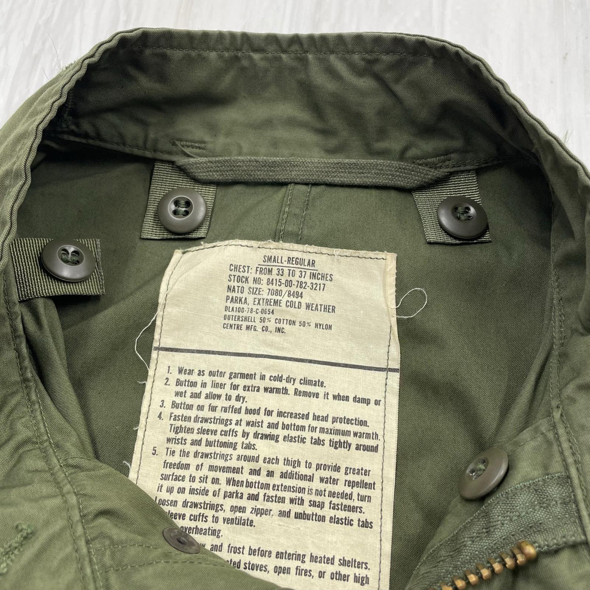 ジャケット 78年製 M-65 ﾌｨｯｼｭﾃｰﾙﾊﾟｰｶｰ カーキ