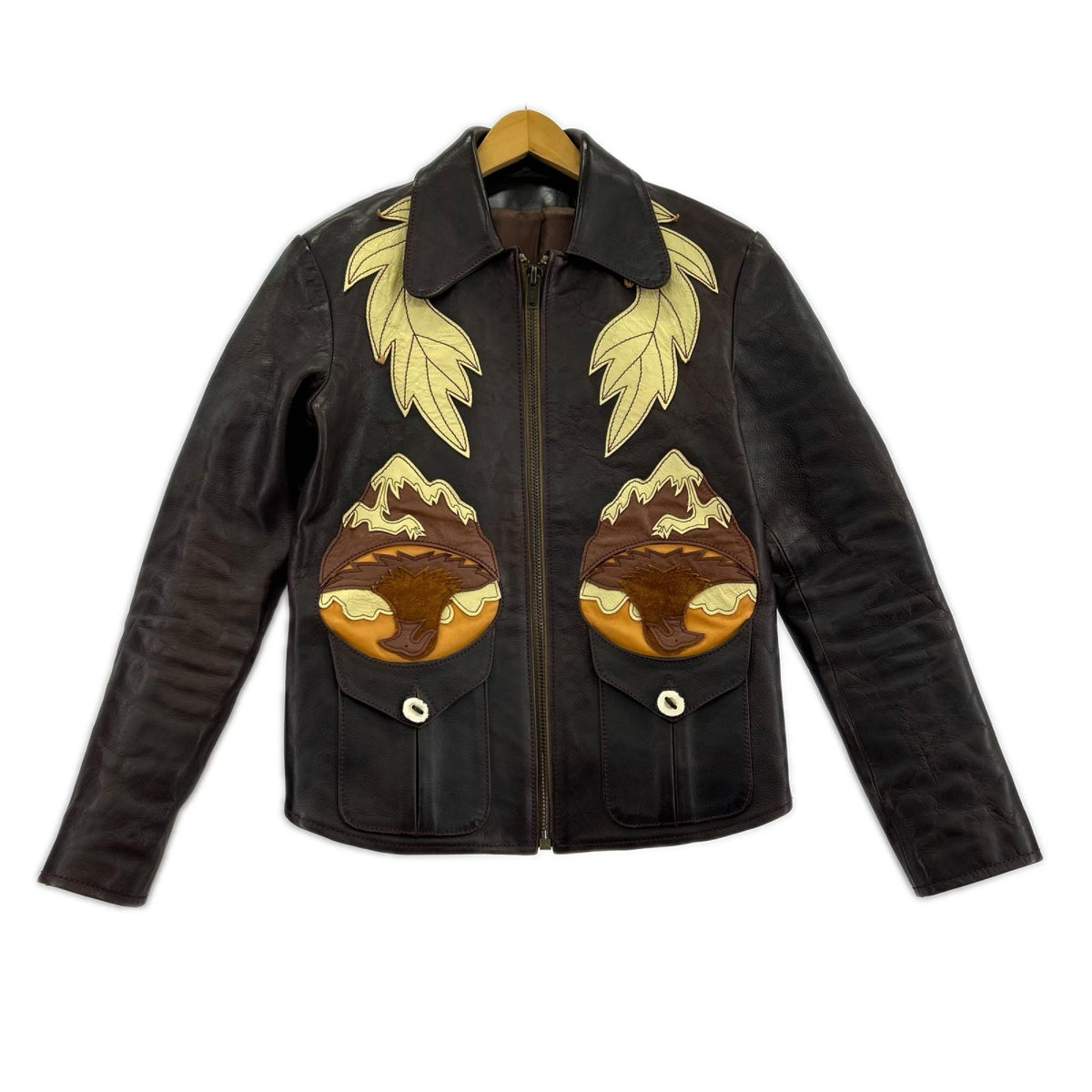 ジャケット LEATHER JACKET SEVEN ARROWS SEAL BROWN 38 ブラウン