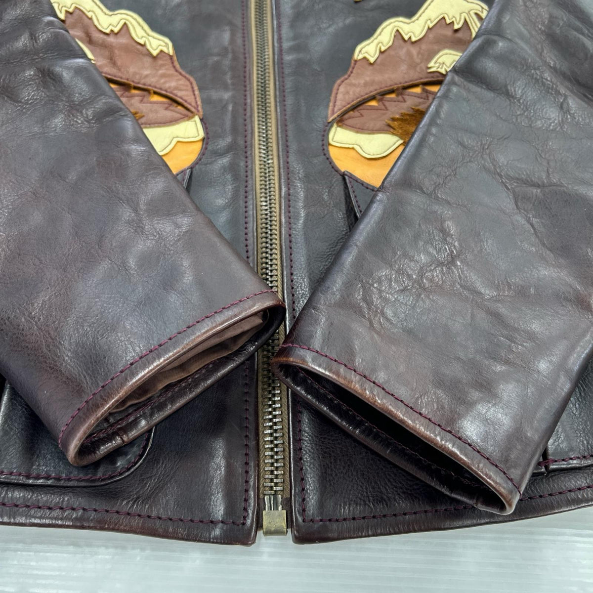 ジャケット LEATHER JACKET SEVEN ARROWS SEAL BROWN 38 ブラウン