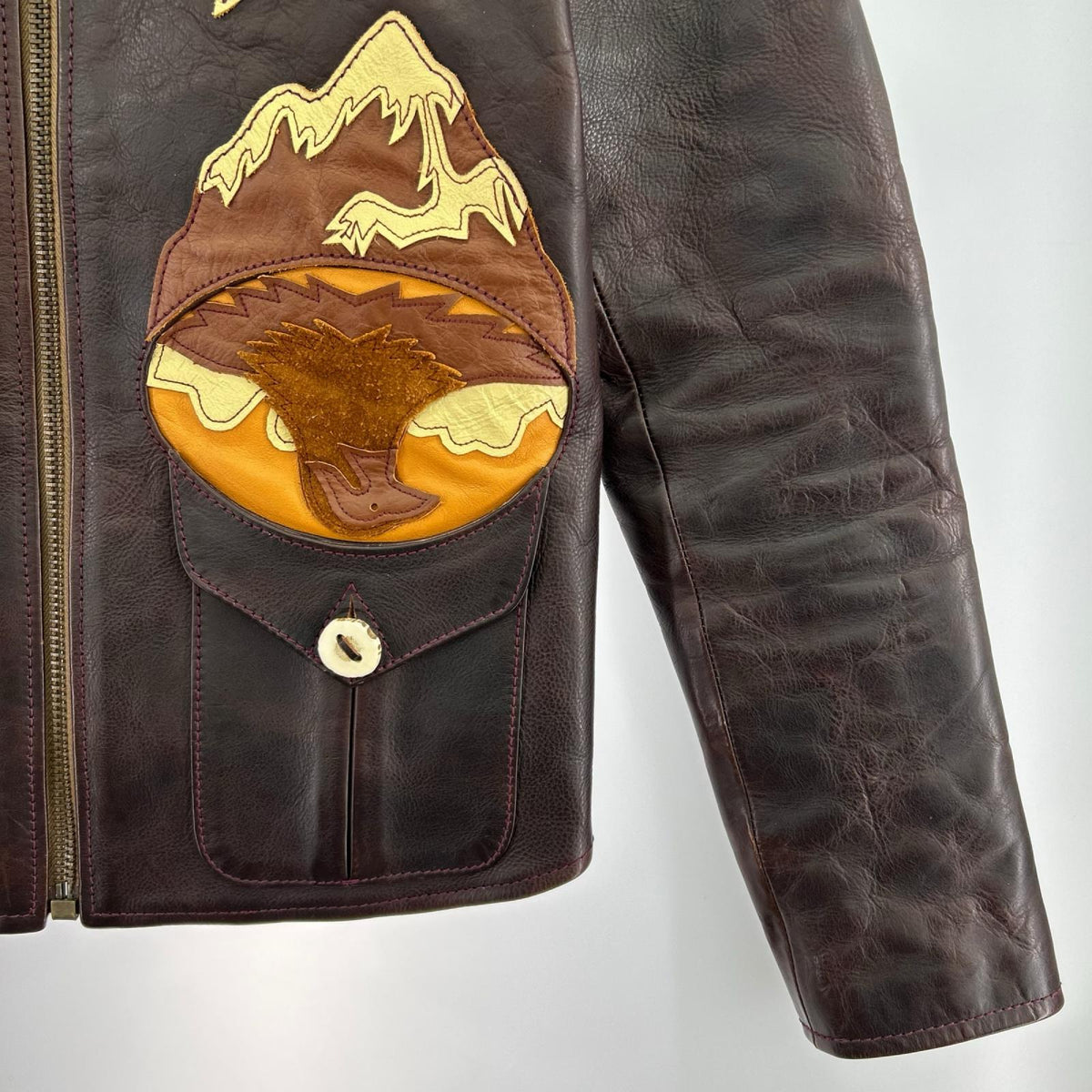 ジャケット LEATHER JACKET SEVEN ARROWS SEAL BROWN 38 ブラウン