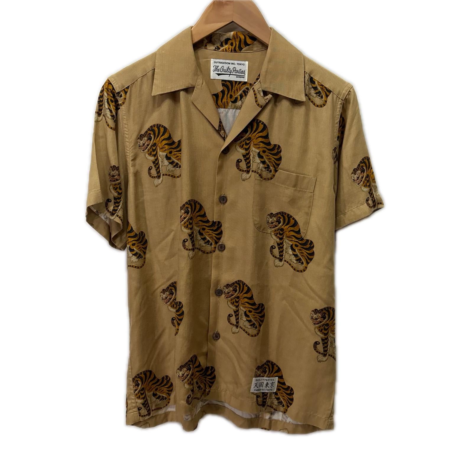 半袖シャツ 17SS TIGER S/S HAWAIIAN SHIRT S ブラウン