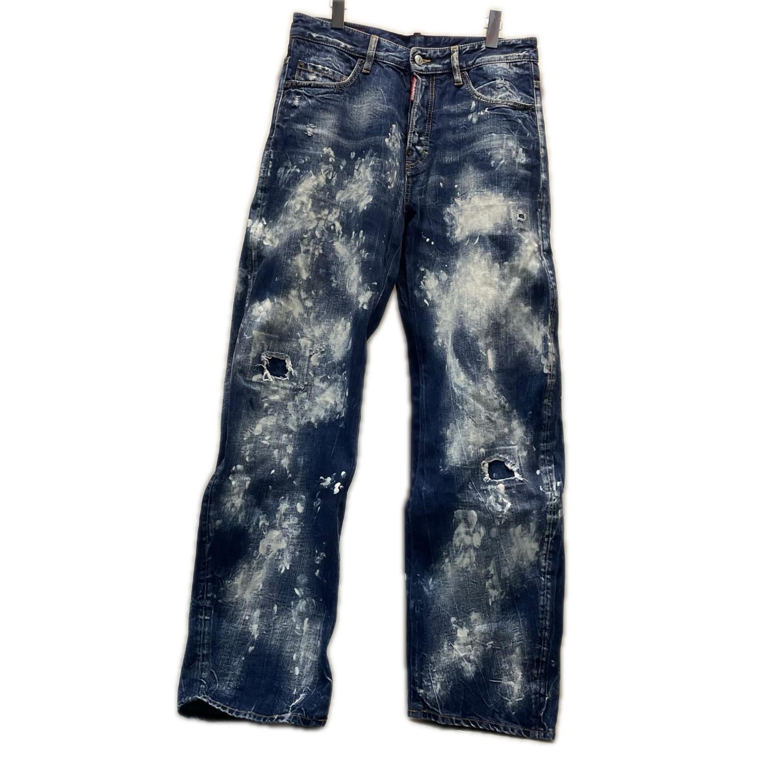 デニムパンツ DSQUARED2 ブリーチ加工デニムパンツ　S71LB0894 46 ブルー