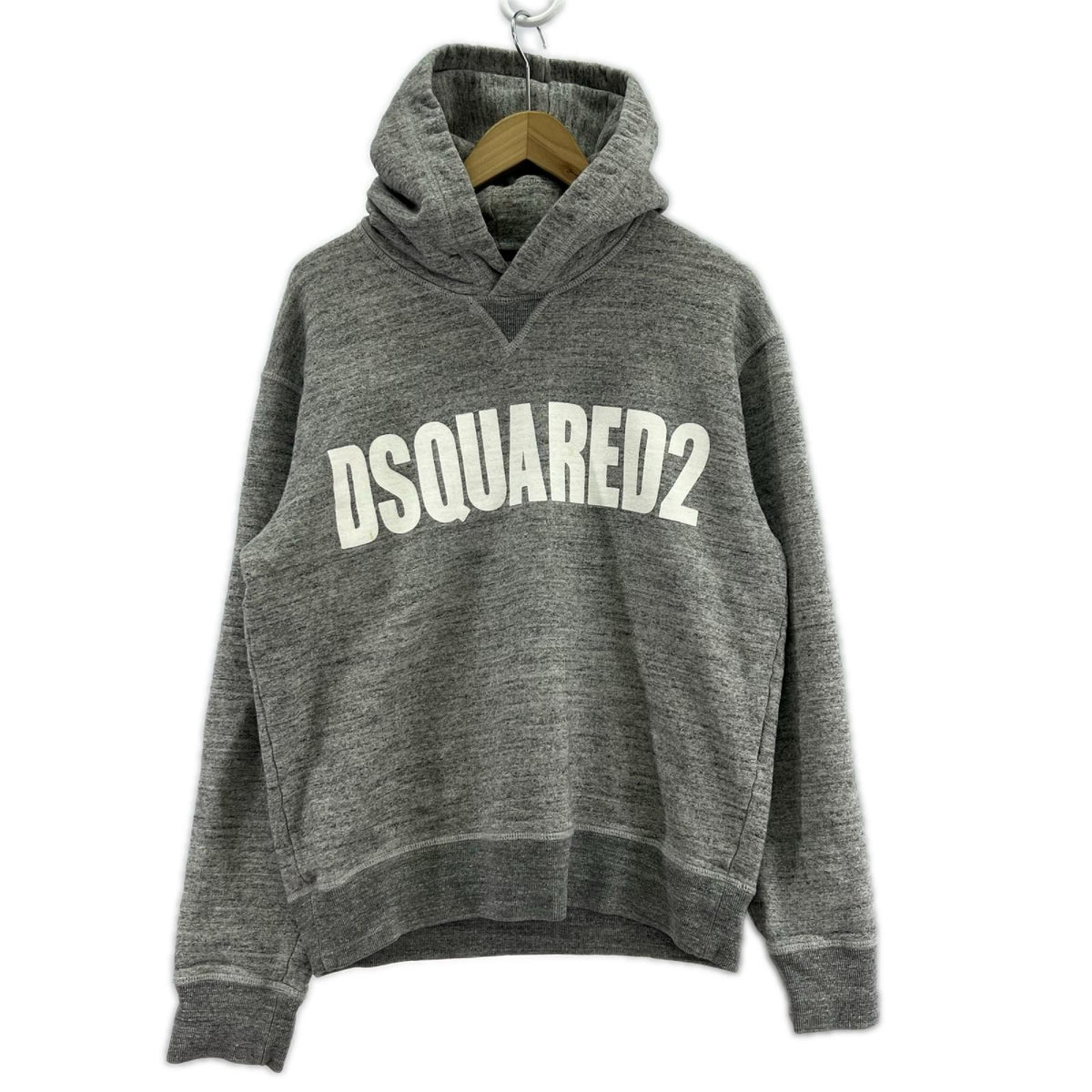 パーカー DSQUARED2 ﾛｺﾞﾌﾟﾘﾝﾄ 前Vﾊﾟｰｶｰ S ｸﾞﾚｰ S グレー