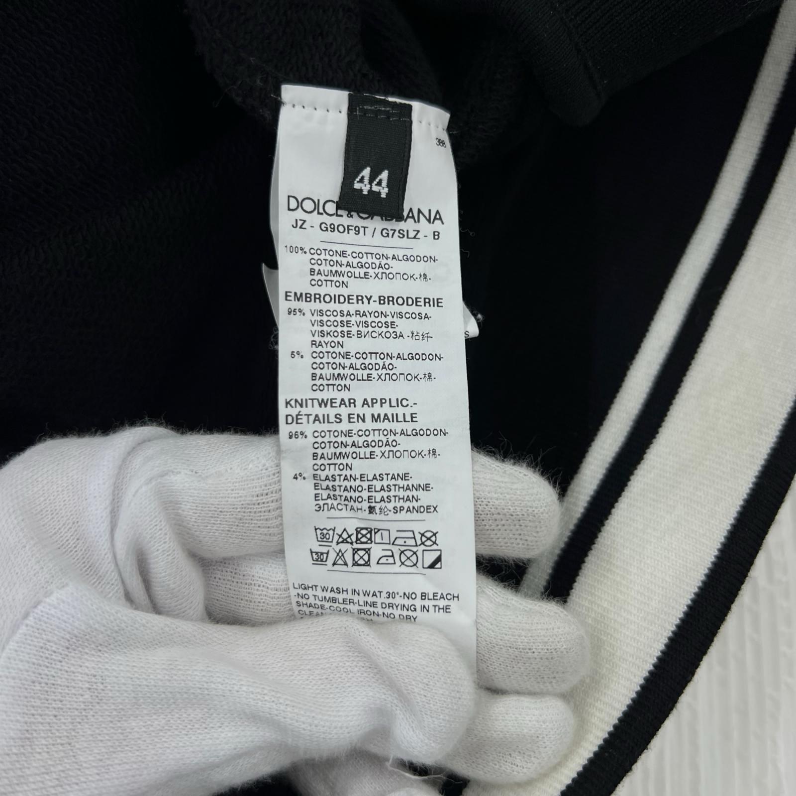 パーカー DOLCE＆GABBANA ﾊｰﾄ刺繍 ﾌﾟﾘﾝﾄPOﾊﾟｰｶｰ 44 黒 44 ブラック