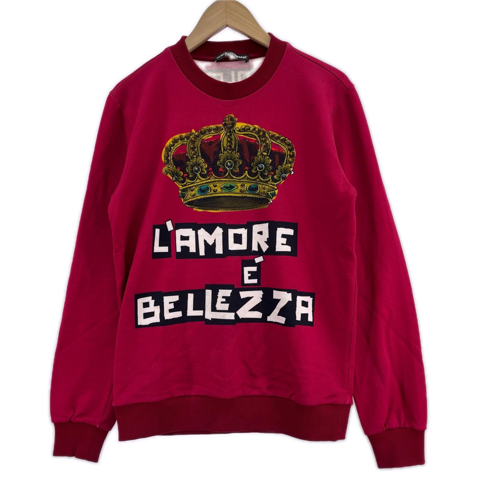 スウェット DOLCE＆GABBANA ｸﾗｳﾝﾌﾟﾘﾝﾄｽｳｪｯﾄ 44 赤 44 レッド