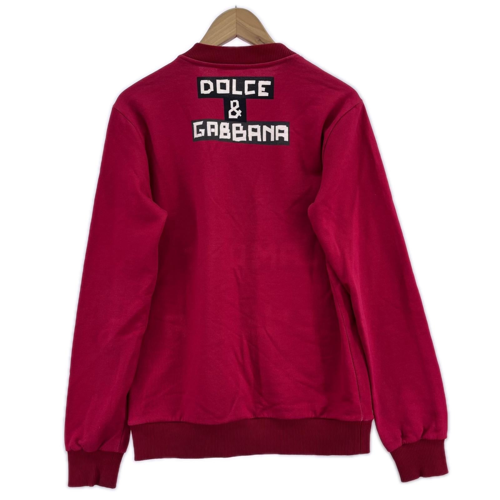 スウェット DOLCE＆GABBANA ｸﾗｳﾝﾌﾟﾘﾝﾄｽｳｪｯﾄ 44 赤 44 レッド