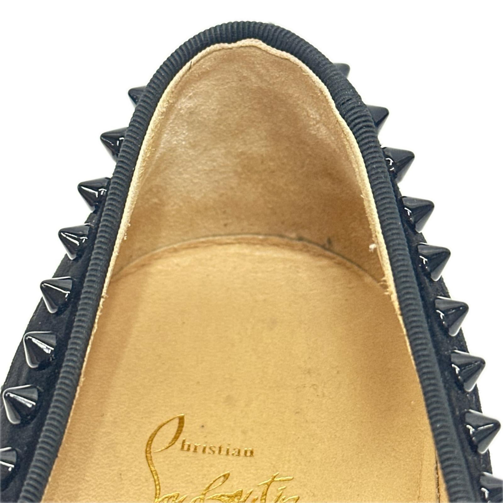 C.Louboutin ｽﾀｯｽﾞ ﾛｰﾗｰﾎﾞｰﾄ ｽﾘｯﾎﾟﾝ 黒 42