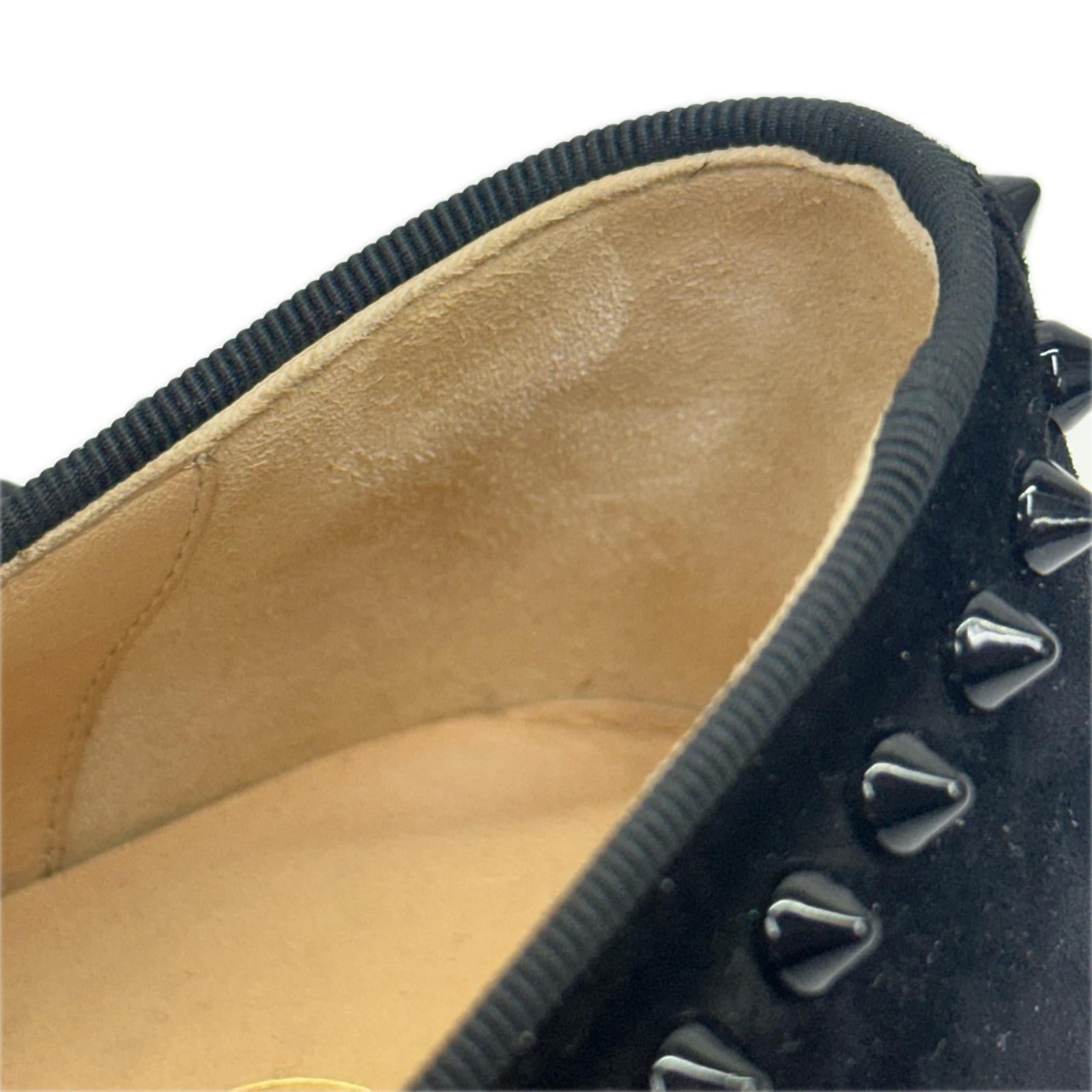 C.Louboutin ｽﾀｯｽﾞ ﾛｰﾗｰﾎﾞｰﾄ ｽﾘｯﾎﾟﾝ 黒 42