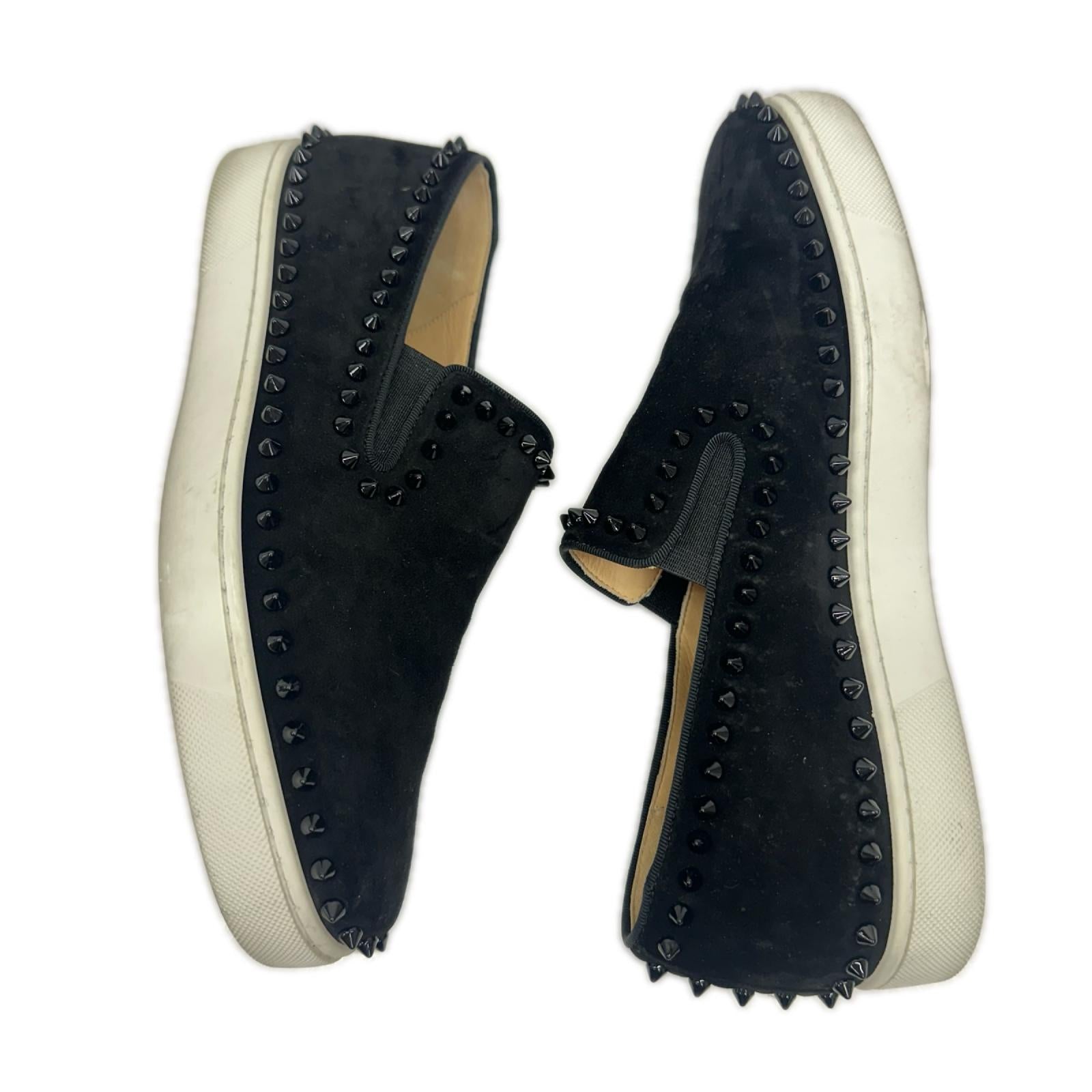 C.Louboutin ｽﾀｯｽﾞ ﾛｰﾗｰﾎﾞｰﾄ ｽﾘｯﾎﾟﾝ 黒 42