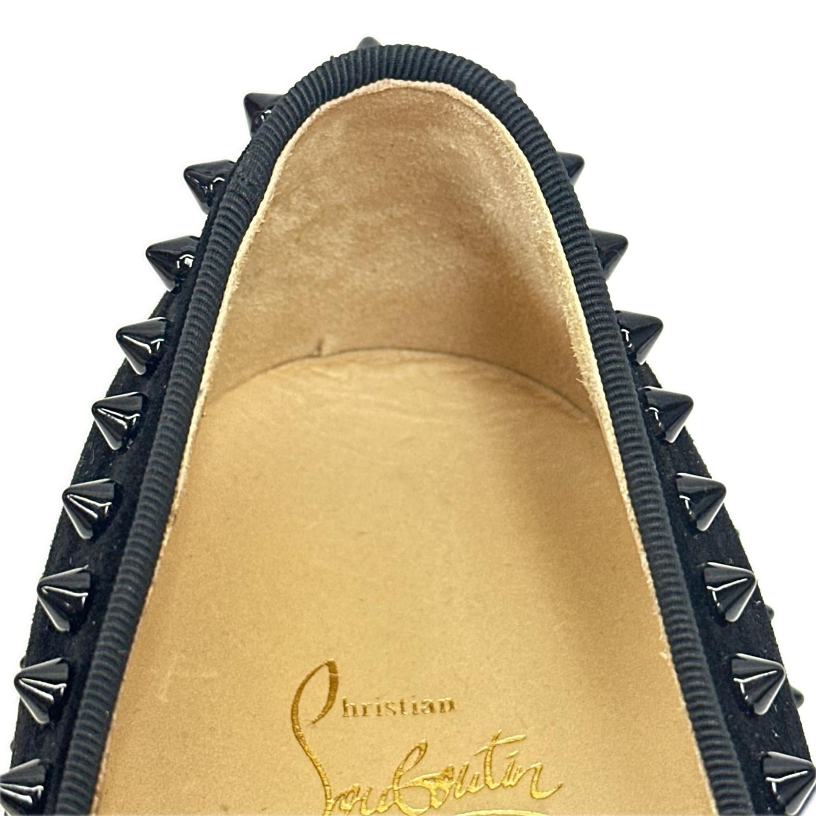 C.Louboutin ｽﾀｯｽﾞ ﾛｰﾗｰﾎﾞｰﾄ ｽﾘｯﾎﾟﾝ 黒 42