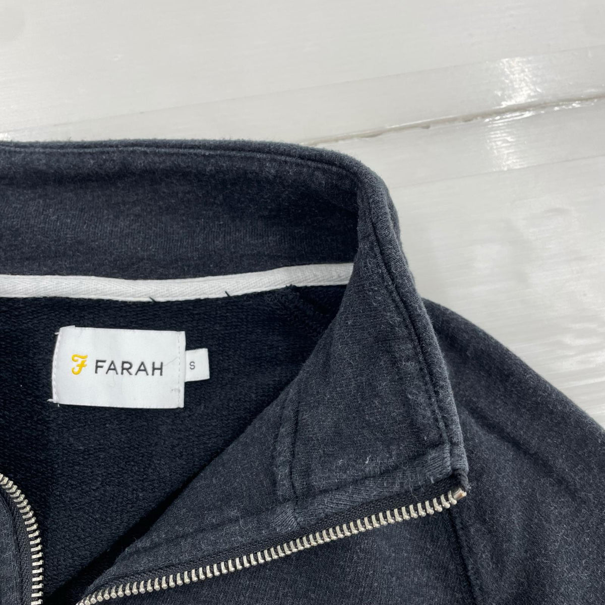 スウェット FARAH ﾊｰﾌｼﾞｯﾌﾟ 黒 S ブラック