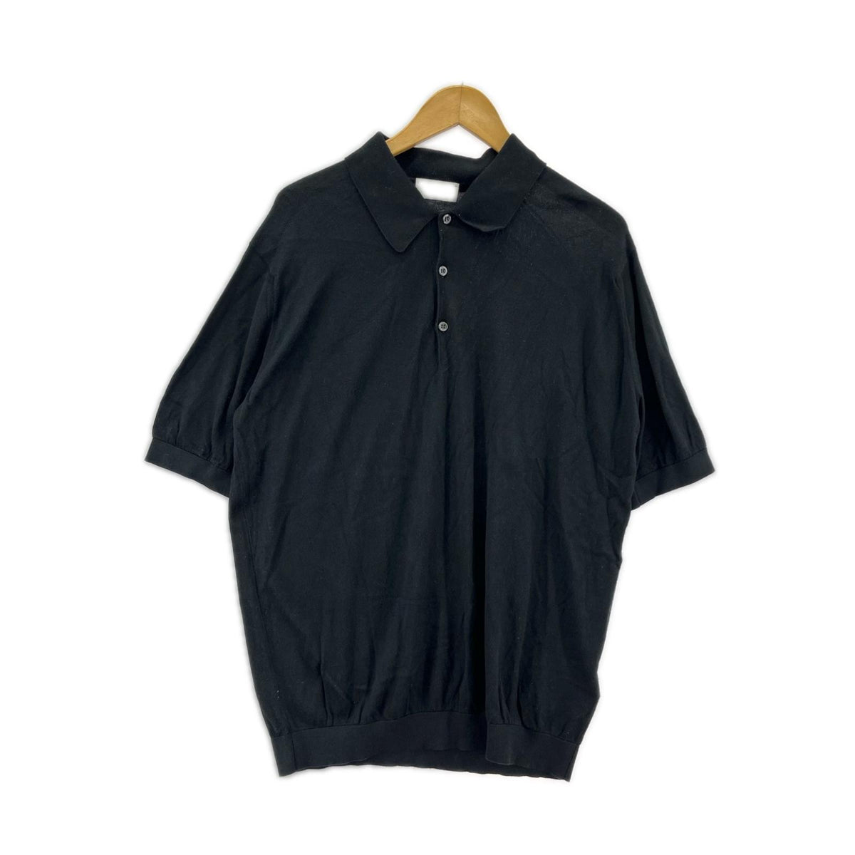 ポロシャツ ｺｯﾄﾝﾆｯﾄﾎﾟﾛｼｬﾂ 黒 (L) L ブラック