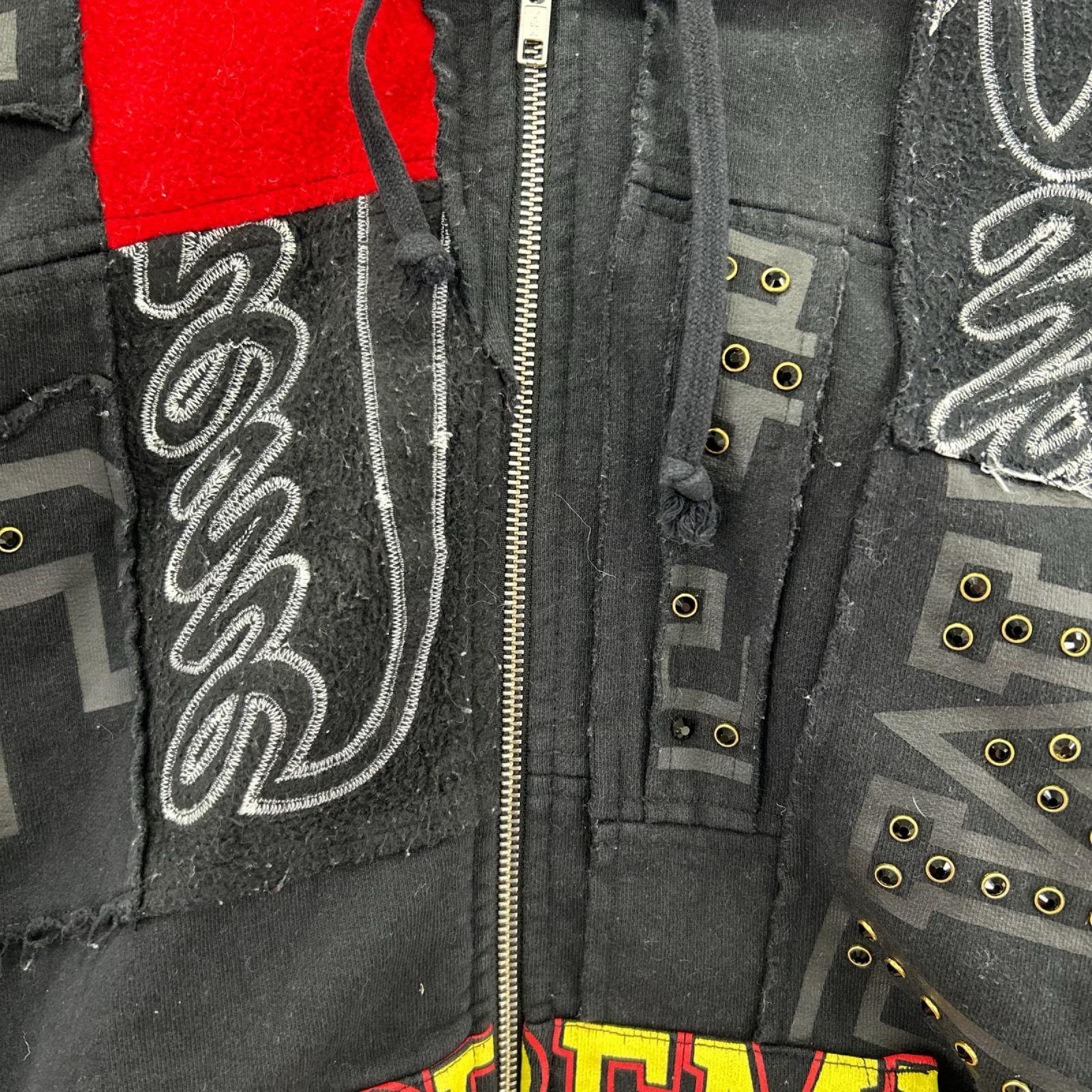 ジャケット 25ss Patchwork zip up Hooded Sweatshirt S ブラック