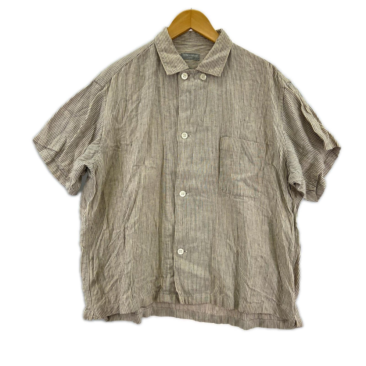 半袖シャツ HOMME 田中ｵﾑ ﾘﾈﾝ ｽﾄﾗｲﾌﾟ (-)