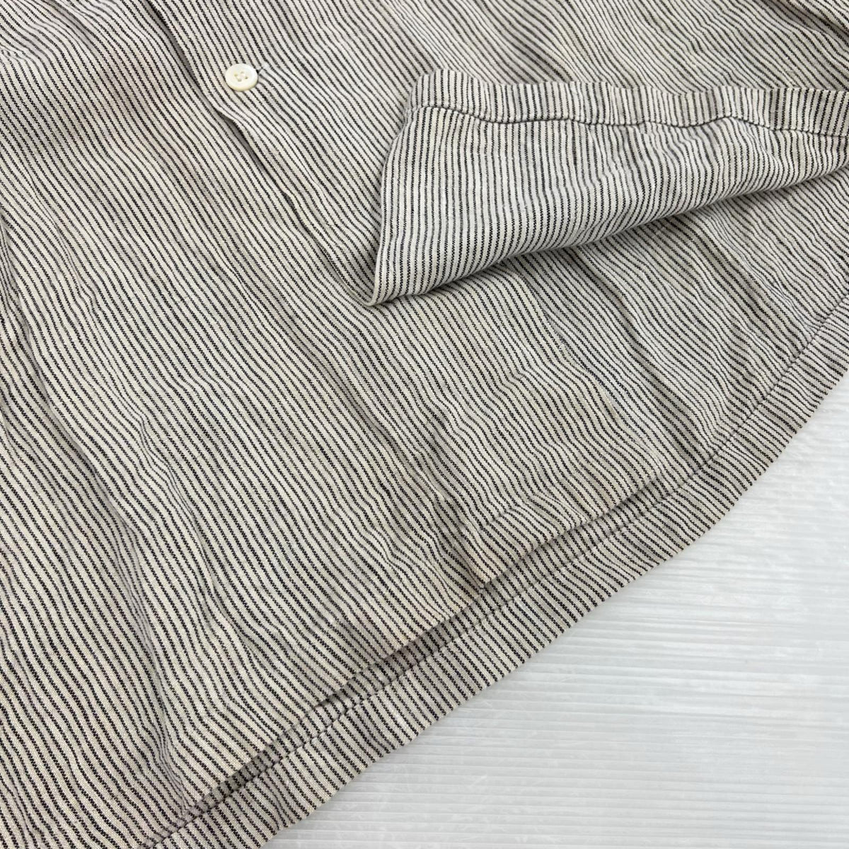 半袖シャツ HOMME 田中ｵﾑ ﾘﾈﾝ ｽﾄﾗｲﾌﾟ (-)