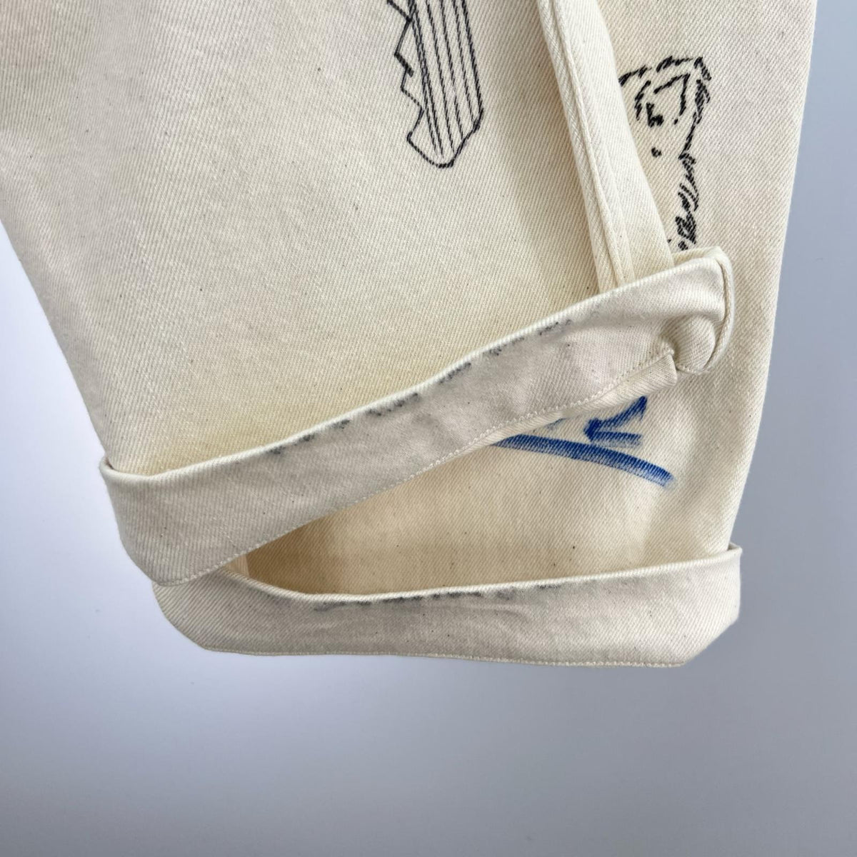 デニムパンツ ×KURO Handwritten Postcard Trousers (32) 32 ホワイト