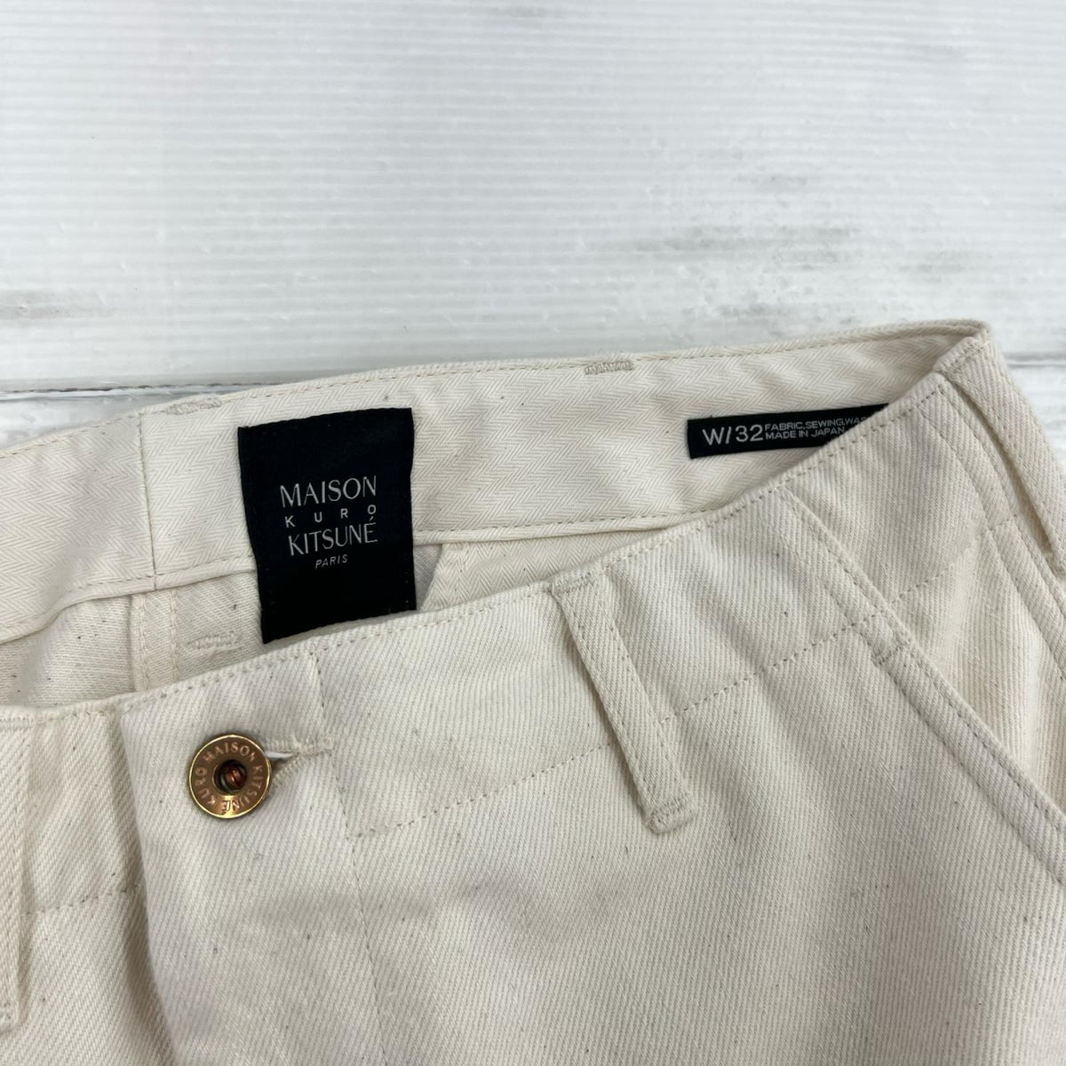 デニムパンツ ×KURO Handwritten Postcard Trousers (32) 32 ホワイト