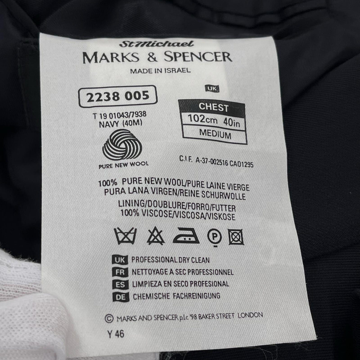 テーラードジャケット MARKS&SPENCER ﾀﾞﾌﾞﾙﾌﾞﾚｻﾞｰ ﾈｲﾋﾞｰ M ネイビー