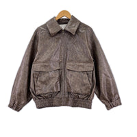 ジャケット FAUX LEATHER ZIP UP ﾌﾞﾗｳﾝ　F ブラウン