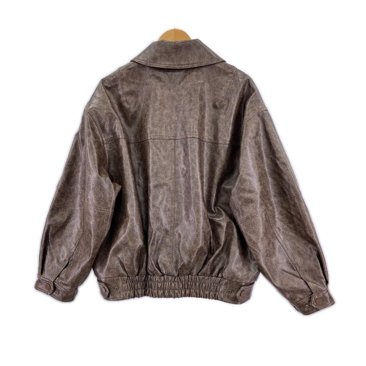 ジャケット FAUX LEATHER ZIP UP ﾌﾞﾗｳﾝ　F ブラウン