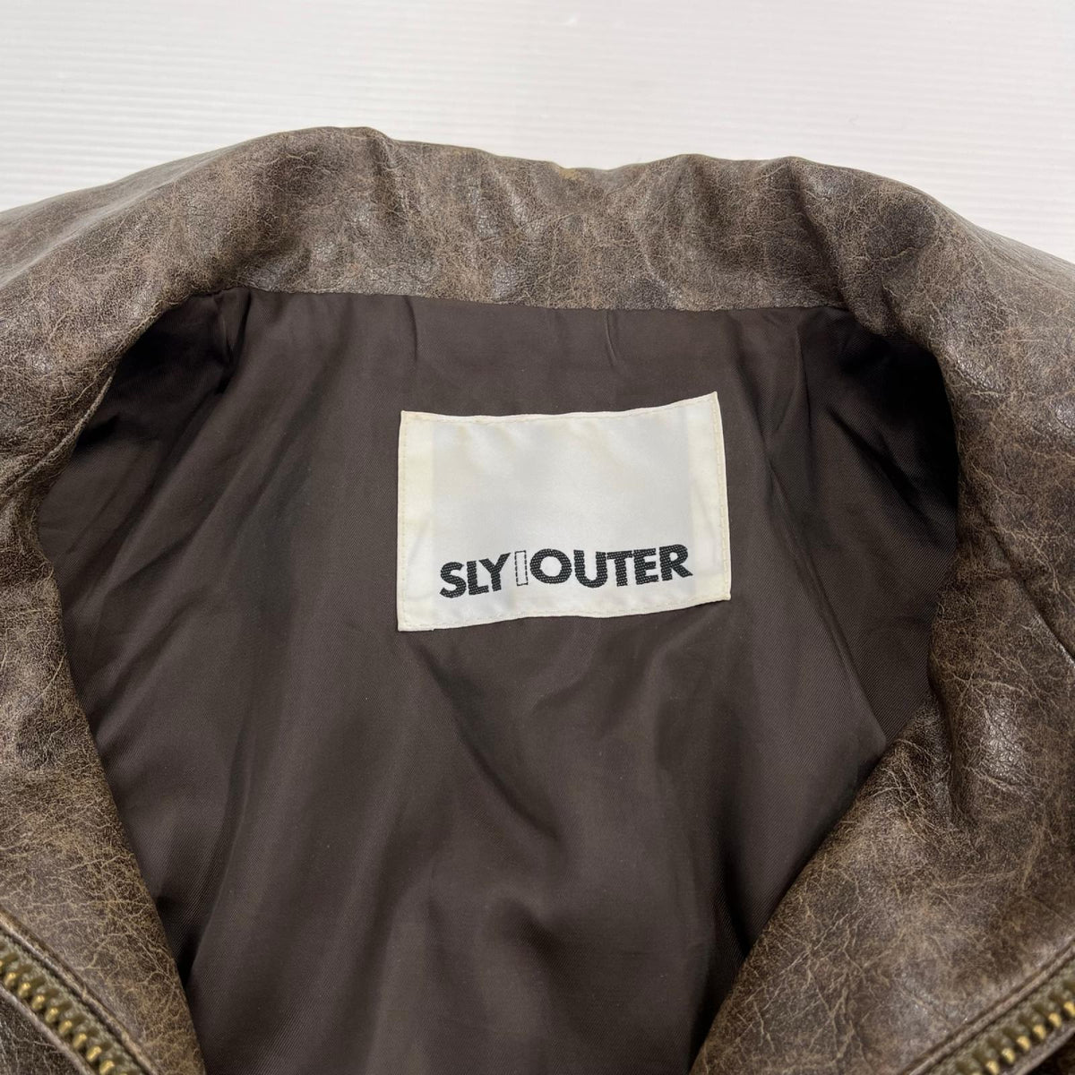 ジャケット FAUX LEATHER ZIP UP ﾌﾞﾗｳﾝ　F ブラウン