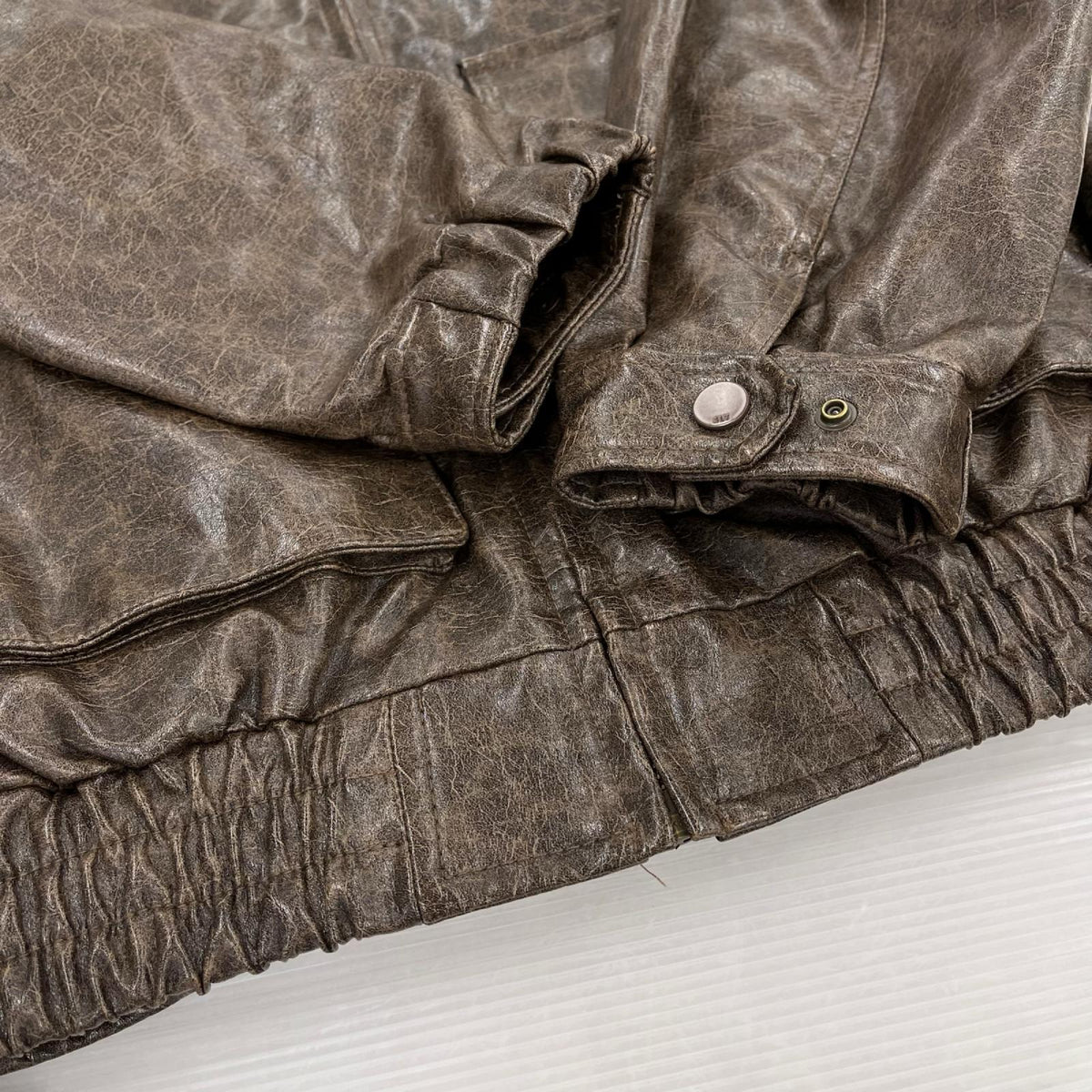 ジャケット FAUX LEATHER ZIP UP ﾌﾞﾗｳﾝ　F ブラウン