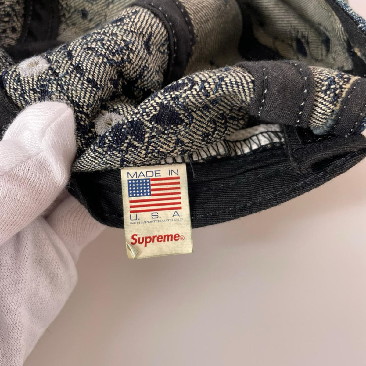 キャップ bandana jacquard denim camp cap #B