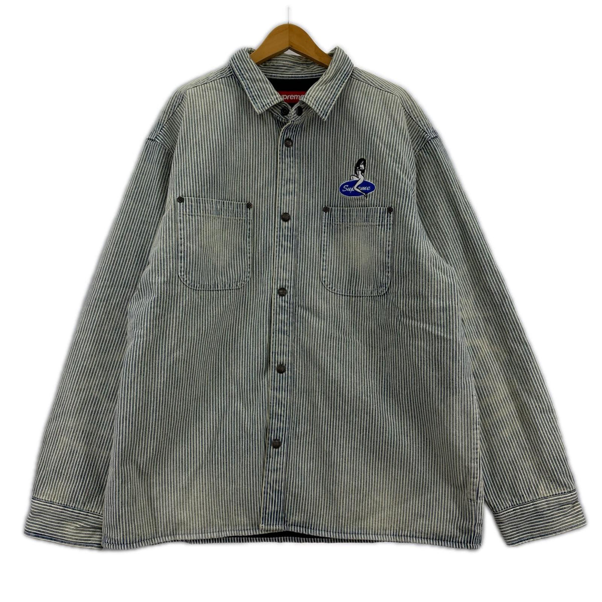 長袖シャツ quilted lined denim snap shirt