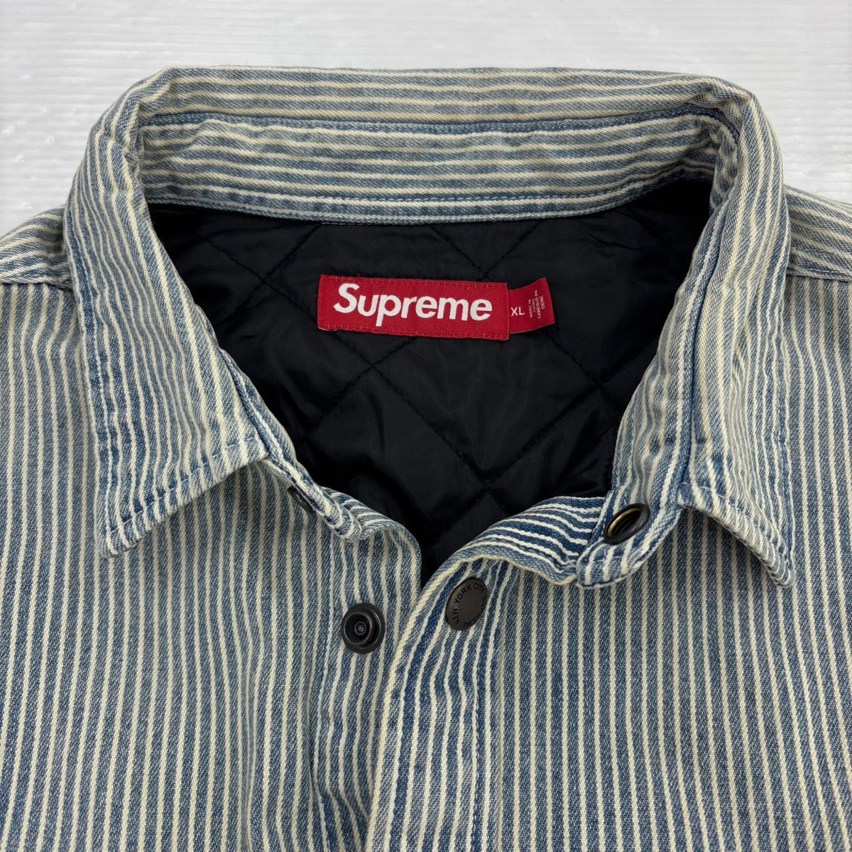 長袖シャツ quilted lined denim snap shirt