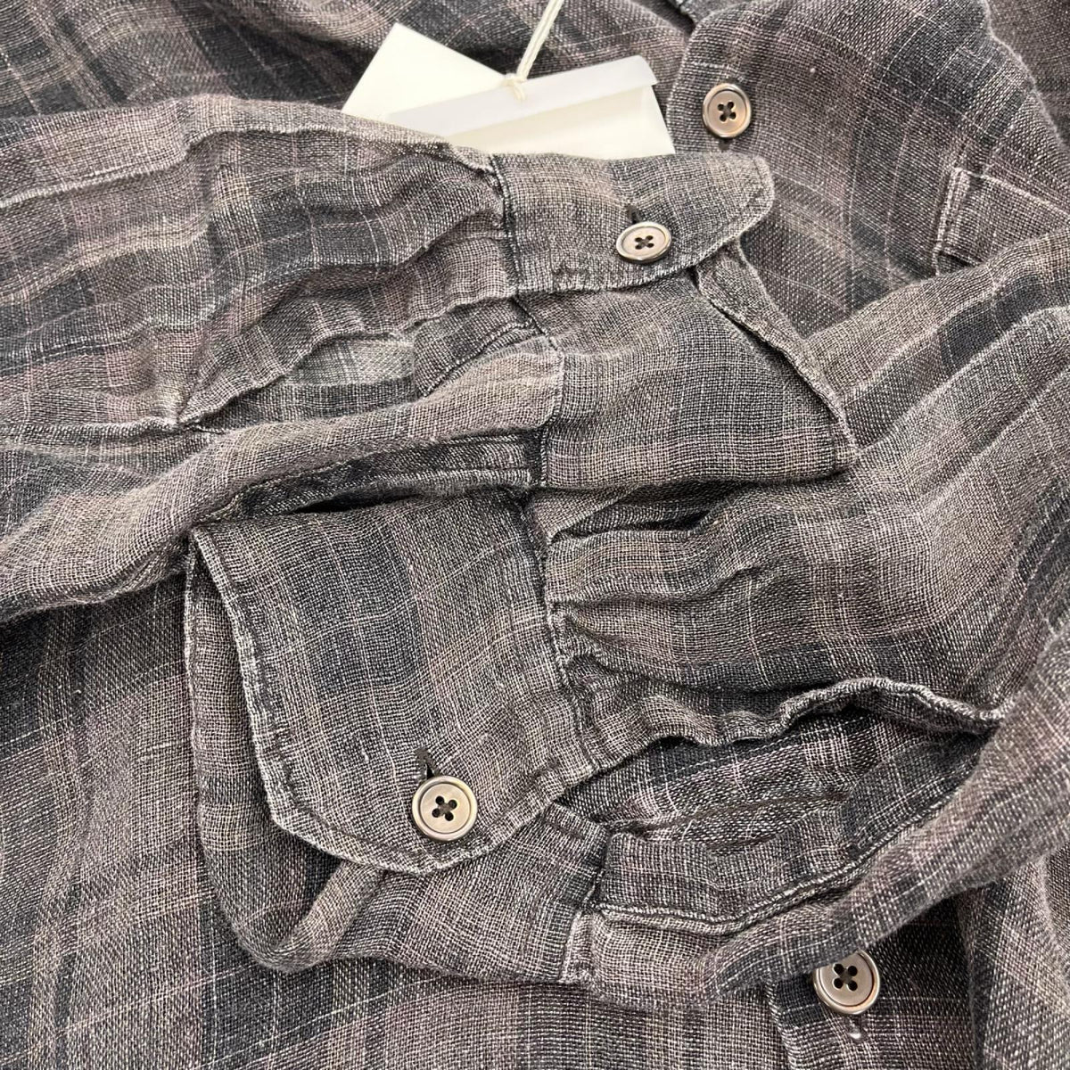 長袖シャツ Our Legacy 26SS ABOVE SHIRT ﾘﾈﾝﾁｪｯｸｼｬﾂ 48 ﾌﾞﾗｳﾝ 48 ブラウン
