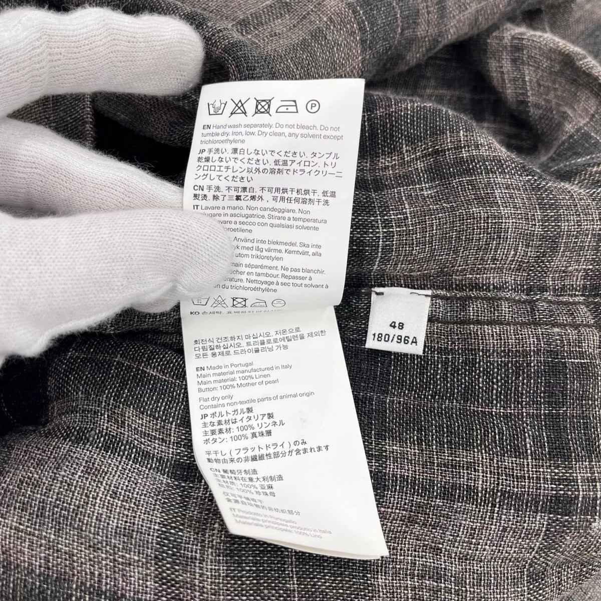 長袖シャツ Our Legacy 26SS ABOVE SHIRT ﾘﾈﾝﾁｪｯｸｼｬﾂ 48 ﾌﾞﾗｳﾝ 48 ブラウン