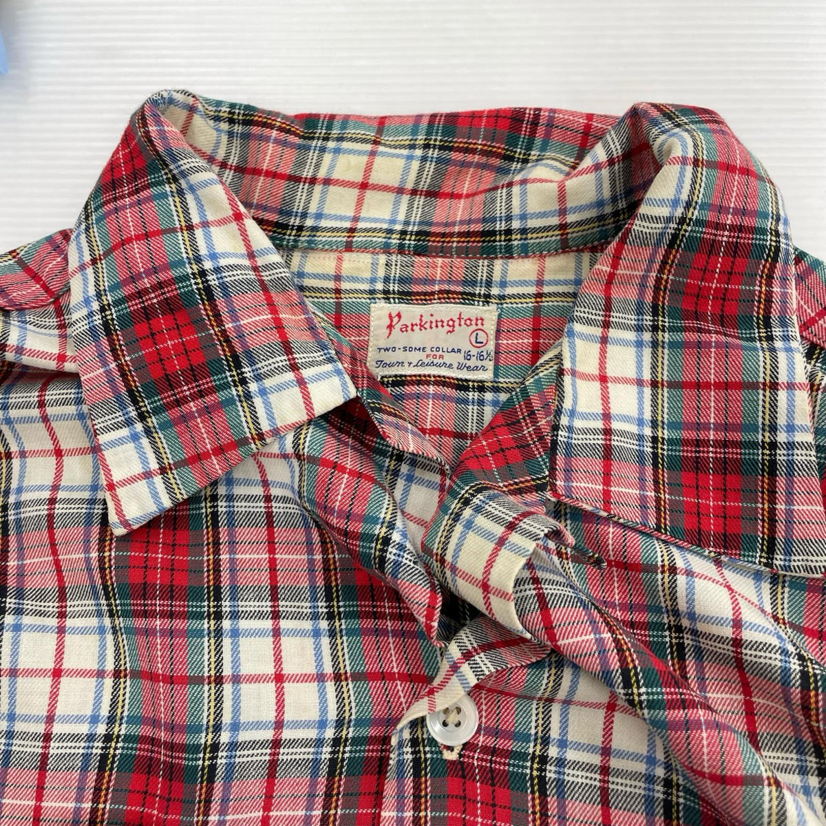 長袖シャツ Parkington オープンカラーチェックシャツ RED (L) L レッド
