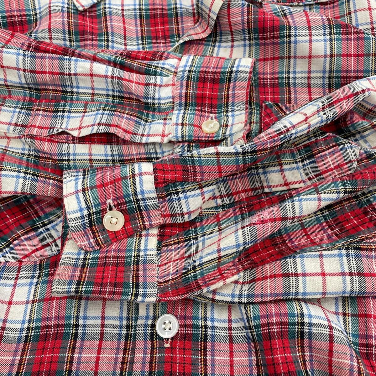 長袖シャツ Parkington オープンカラーチェックシャツ RED (L) L レッド
