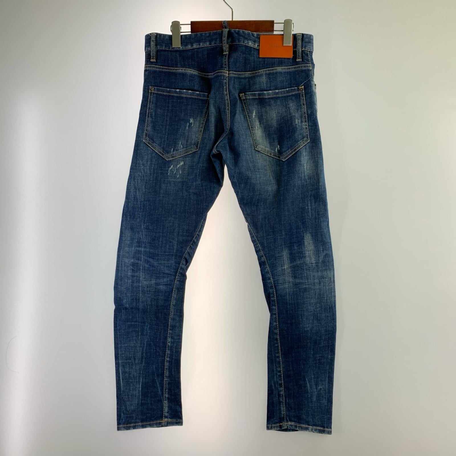 デニムパンツ DSQUARED2 ﾀﾞﾒｰｼﾞ加工 ﾃﾞﾆﾑﾊﾟﾝﾂ ｲﾝﾃﾞｨｺﾞ
