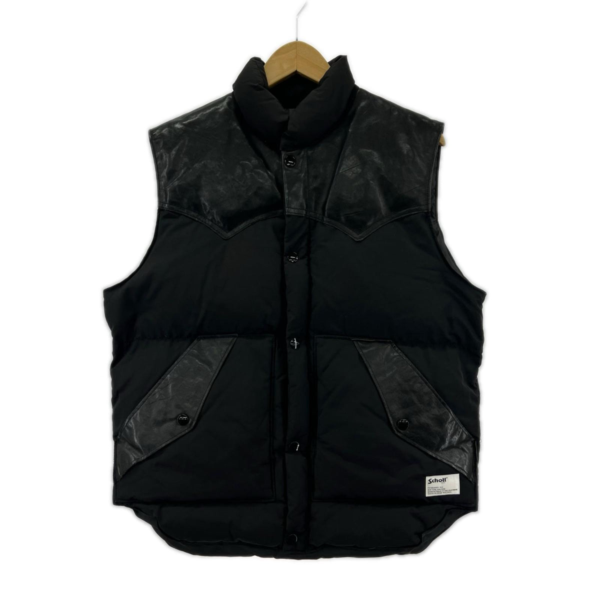 ダウンベスト LEATHER COMB. VEST/ｻｲｽﾞM M ブラック