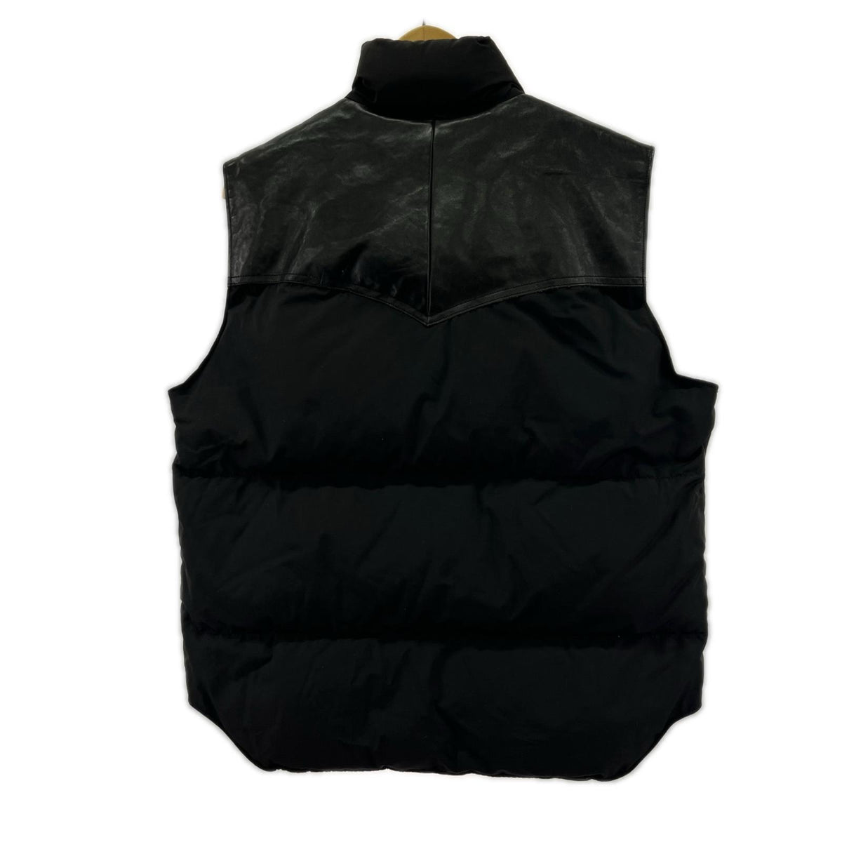 ダウンベスト LEATHER COMB. VEST/ｻｲｽﾞM M ブラック